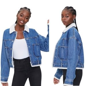 Forever 21 Denim Faux Shearling Jacket